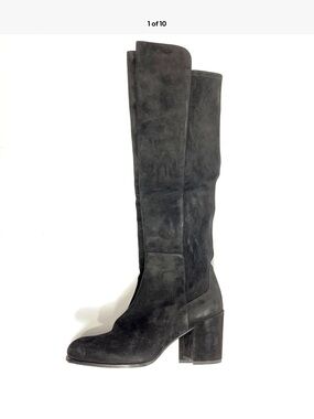SAS Black Suede Over-the-Knee Block Heel Boots